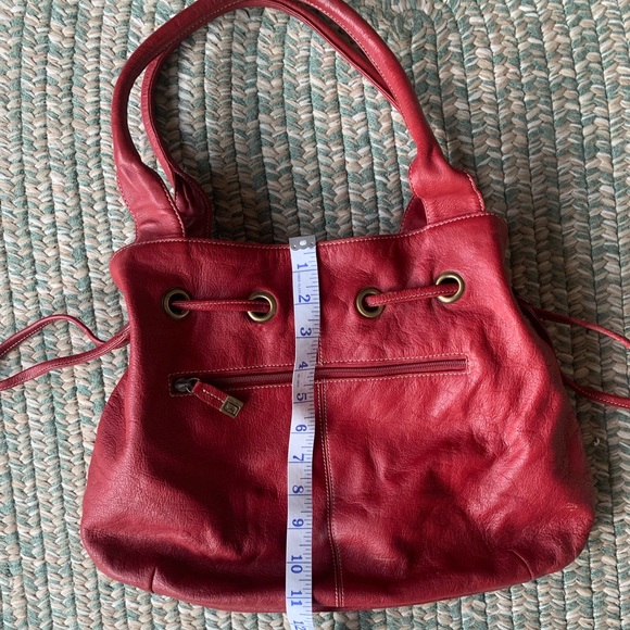 Soprano Red Leather Purse With Drawstring Opening - Picture 5 of 10